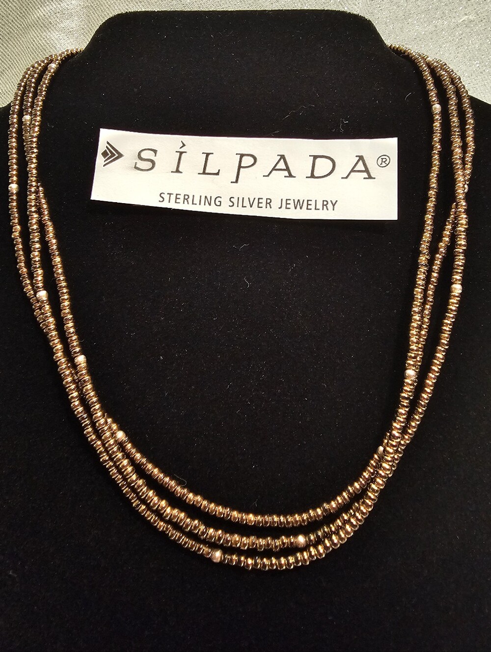 SILPADA 3-Strand Metallic Bronze & Sterling Silver 925 Necklace N1591